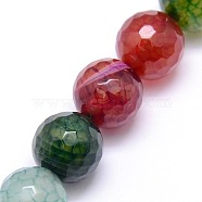 Natural Agate Round Beads Strand, Dyed, Faceted, Mixed Color, 10mm, Hole: 1mm, about 38pcs/strand, 15.74 inch(G-L085-10mm-01)