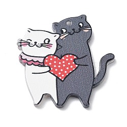 Valentine's Day Theme Acrylic Pendant, Cat, Slate Gray, 39.7x37x2.5mm, Hole: 1.6mm(OACR-H032-03A)