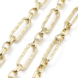 Rack Plating Brass Paperclip Chains, Long-Lasting Plated, Soldered, with Spool, Lead Free & Cadmium Free, Real 18K Gold Plated, Link: 22.5x7.5x2mm and 8x5x2.5mm(CHC-F018-01G)