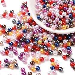 Imitation Pearl Acrylic Beads, No Hole, Round, Mixed Color, 4mm, about 10000pcs/bag(OACR-S011-4mm-ZM)