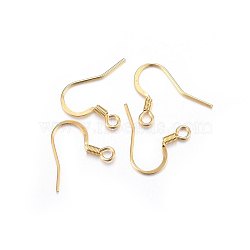 304 Stainless Steel French Earring Hooks, Flat Earring Hooks, Ear Wire, with Horizontal Loop, Golden, 15x17x2mm, Hole: 2mm, Pin: 0.7mm(X-STAS-P210-24G)