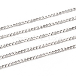3.28 Feet 304 Stainless Steel Curb Chains, Unwelded, for Jewelry Making, Stainless Steel Color, 3x2x0.6mm(X-CHS-P003-05P)