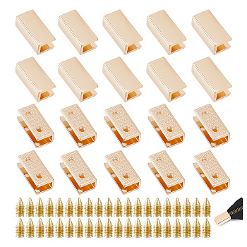 20 Sets Zinc Alloy Bag Corner Protector Edging Frame, with Screw, Rectangle, Light Gold, 9x19x7mm, Hole: 2.5mm