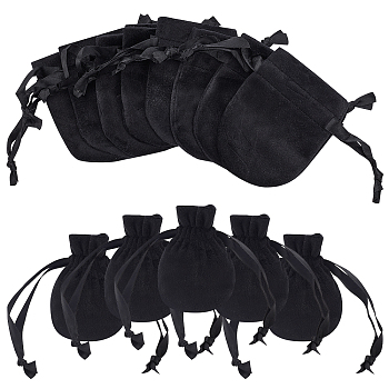 Velvet Jewelry Pouches Bags, Gift Bag, Black, 10cm