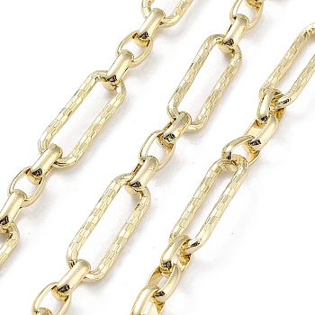 Rack Plating Brass Paperclip Chains, Long-Lasting Plated, Soldered, with Spool, Lead Free & Cadmium Free, Real 18K Gold Plated, Link: 22.5x7.5x2mm and 8x5x2.5mm