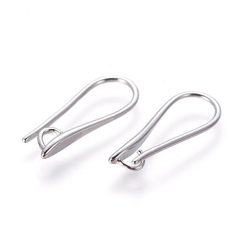Brass Earring Hooks, with Horizontal Loop, Platinum, 19.5x8x2.5mm, Hole: 2mm, 18 Gauge, Pin: 1mm