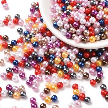 Imitation Pearl Acrylic Beads, No Hole, Round, Mixed Color, 4mm, about 10000pcs/bag