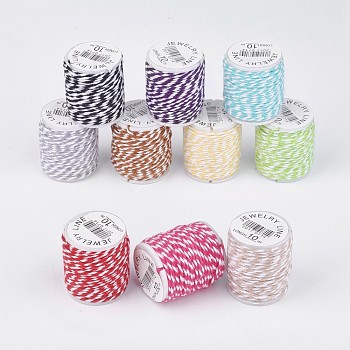 Macrame Cotton Cord, Twisted Cotton Rope, for Crafts, Gift Wrapping, Mixed Color, 1mm, about 10.93 yards(10m)/roll