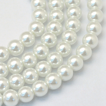 Baking Painted Glass Pearl Round Bead Strands, White, 10~11mm, Hole: 1.5mm, about 85pcs/strand, 31.4 inch1.5mm