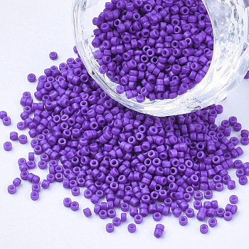 Baking Paint Cylinder Seed Beads, Uniform Size, Blue Violet, 1.5~2x1~2mm, Hole: 0.8mm, about 4000pcs/bag, about 50g/bag