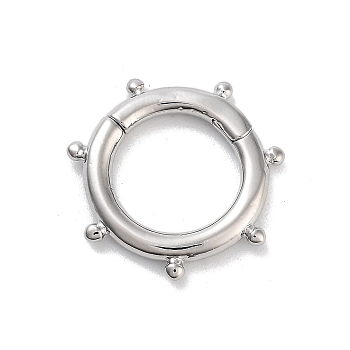 Brass Spring Gate Rings, Long-Lasting Plated, Lead Free & Cadmium Free, Sun, Platinum, 15x2mm