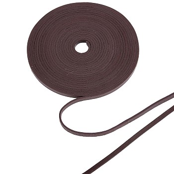 Flat Cowhide Leather Cord, for Jewelry Making, Coconut Brown, 5x2mm