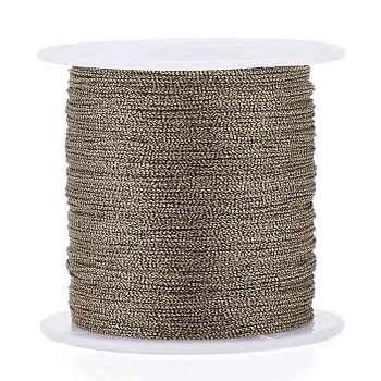 Polyester Braided Metallic Thread, for DIY Braided Bracelets Making and Embroidery, Coffee, 0.4mm, 6-Ply, about 54.68 yards(50m)/roll