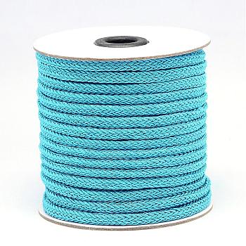 Braided Polyester Cord, Deep Sky Blue, 6x3mm, about 25yards/roll