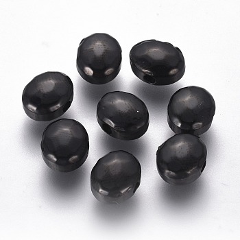304 Stainless Steel Beads, Faceted, Oval, Electrophoresis Black, 8.5x7x4.5mm, Hole: 1.6mm