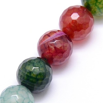 Natural Agate Round Beads Strand, Dyed, Faceted, Mixed Color, 10mm, Hole: 1mm, about 38pcs/strand, 15.74 inch