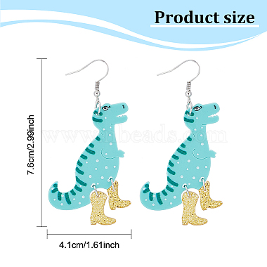3 Pairs 3 Colors Dinosaur & High Heels Acrylic Dangle Earrings(EJEW-AN0002-79)-2