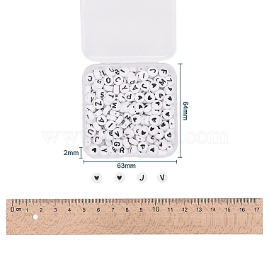 200 pièces 2 perles en émail acrylique blanc style(SACR-YW0001-04)-4