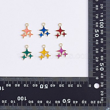 90 pcs 6 styles alliage émail pendentif émail étoile pendentif collier à faire soi-même pendentif boucle d'oreille accessoires(JX583A)-7