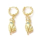 Palm with Horse Eye Real 18K Gold Plated Brass Dangle Hoop Earrings(EJEW-Q797-21G-04)-1