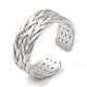 304 Stainless Steel Textured Open Cuff Ring for Women(RJEW-I098-34P)-1