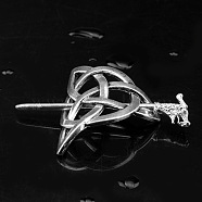 Alloy Vintage Norse Pirate Rune Dragon Hair Clip, Retro Metal Hairpin, Silver, 76x52mm(ST0461644)