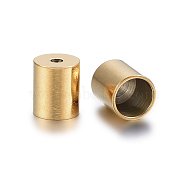 Ion Plating(IP) 304 Stainless Steel Cord Ends, End Caps, Column, Golden, 8x7mm, Hole: 1.5mm, Inner Diameter: 6mm(STAS-H467-09G-6mm)