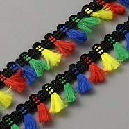 Nylon Fringe Tassel Lace Ribbon, for Garment Accessories, Colorful, 3/4 inch(20mm)(OCOR-TAC0014-02)