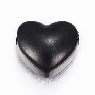 304 Stainless Steel Beads, Heart, Electrophoresis Black, 9x10x5.5mm, Hole: 2mm(STAS-H423-17B)