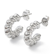 304 Stainless Steel Ring Hoop Earrings, Half Hoop Earrings, Stainless Steel Color, 15x4mm(EJEW-K243-14P)