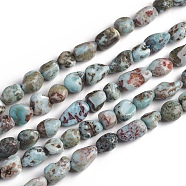 Natural Larimar Beads Strands, Nuggets, 10~15x7.5~11.5x7.5~12.5mm, Hole: 1mm, about 36pcs/Strand, 15.67 inches(39.8 cm)(G-D0002-D64)