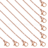 PVD Vacuum Plating Classic Plain 304 Stainless Steel Mens Womens Cable Chain Necklaces, with Lobster Claw Clasp, Rose Gold, 17.7 inch(45cm), 10pcs/box(STAS-UN0017-38RG-B)