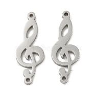 304 Stainless Steel Connector Charms, Musical Note Links, Stainless Steel Color, 23x8.5x1.4mm, Hole: 1.2mm(STAS-L022-229P)