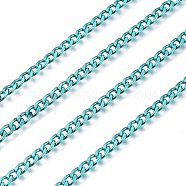 Electrophoresis 304 Stainless Steel Curb Chains, Unwelded, with Spool, Light Sea Green, 4.2x2.6x0.6mm, about 32.8 Feet(10m)/roll(CHS-I003-Q05)