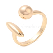 Brass Oval & Round Open Cuff Rings for Women, Real 18K Gold Plated, Inner Diameter: 18mm(RJEW-G288-03G)