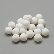 Food Grade Eco-Friendly Silicone Beads, Round, White, 14~15mm, Hole: 2mm(SIL-R008C-01)