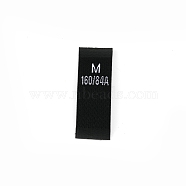 Polyester Clothing Size Labels, Woven Crafting Craft Labels(M), for Clothing Sewing, Black, 38x15x0.4mm, 500pcs/bag(FIND-WH0003-76D)