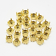 201 Stainless Steel Sew on Prong Settings, Claw Settings for Flat Back Rhinestone, Flat Round, Golden, Tray: 10mm, 11x6mm, Hole: 1mm(STAS-T032-01G-12mm)