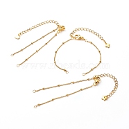 Handmade 304 Stainless Steel Satellite Chains Bracelets Making Accessories, with Lobster Claw Clasp & Chain Extender, Mixed Shape, Golden, 14.5x0.1cm(AJEW-JB01024)