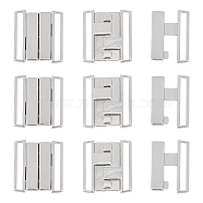 10 Pairs Alloy Bikini Clips, Bra Clasp Replacement Part, Lingerie Front Closure, Silver, 28x25x2.5mm, Inner Diameter: 25x3mm(FIND-FH0007-14)