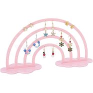 Acrylic Earring Display Stands, Rainbow, Pink, 8.9x34x17.2cm, 3pcs/set(EDIS-WH0029-11C)
