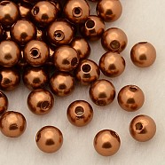 Imitation Pearl Acrylic Beads, Dyed, Round, Chocolate, 8x7.5mm, Hole: 2mm, about 1900pcs/pound(PL610-12)