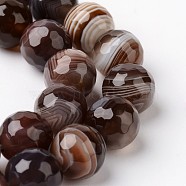 Natural Botswana Agate Bead Strands, Faceted, Round, 10mm, Hole: 1mm, about 38pcs/strand, 15 inch(G-J376-08-10mm)