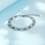 Stainless Steel Cable Chain Bracelets,  with Lobster Claw Clasp, for Women, Stainless Steel Color, 6-1/4 inch(16cm)(CF3254-2)
