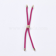 Nylon Twisted Cord Bracelet Making, Slider Bracelet Making, with Brass Findings, Cadmium Free & Lead Free, Long-Lasting Plated, Tree of Life, Fuchsia, Real 18K Gold Plated, 210~220x2mm, Hole: 2mm(MAK-F018-16G-RS)