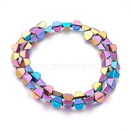Electroplated Non-magnetic Synthetic Hematite Beads Strands, Polish, Trapezoid, Multi-color Plated, 8x8x4mm, Hole: 1mm, about 52pcs/strand, 16.14 inch(41cm)(G-P392-C04)
