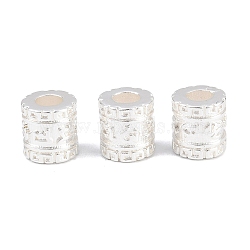 Brass Beads, Column with Retro Pattern, Silver, 6.3x6mm, Hole: 2.7mm(KK-Z162-11S)