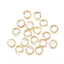 304 Stainless Steel Jump Rings, Open Jump Rings, Real 24k Gold Plated, 18 Gauge, 7x1mm(STAS-F084-20G)