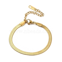 Ion Plating(IP) 304 Stainless Steel Herringbone Chain Bracelet for Men Women, Real 18K Gold Plated, Wide: 4, 6 inch(15.1cm)(BJEW-E058-01C-G)