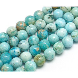 Natural Gemstone Hemimorphite Round Beads Strands, Dyed, Cyan, 8mm, Hole: 1.2mm, about 50pcs/strand, 15.74 inch(G-L145-8mm-01)